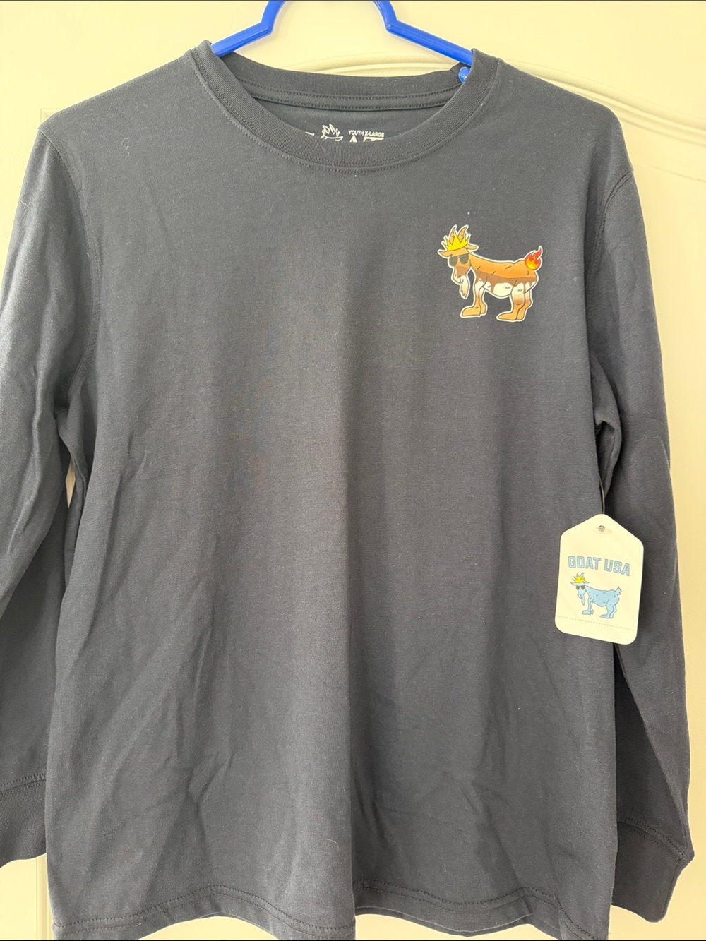 New Goat USA Kids Long-Sleeve Graphic Tee - Navy